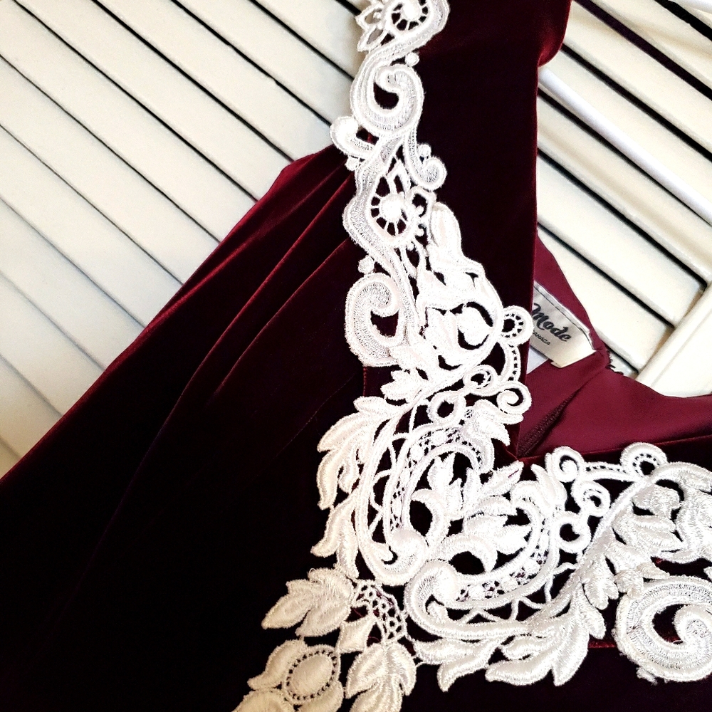Vintage burgundy velvet dress